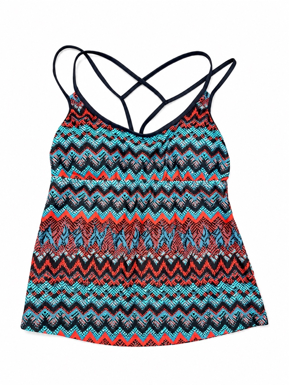 Mossimo Chevron Print Tankini Swim Top | Size Small | Crisscross Back
